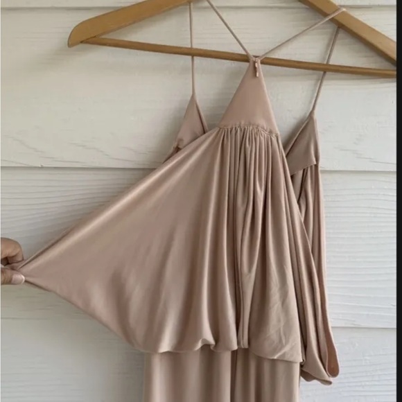 Misa LA Goddess Dress Beige size Small Jersey Liquid Knit Holiday Party - Picture 8 of 12